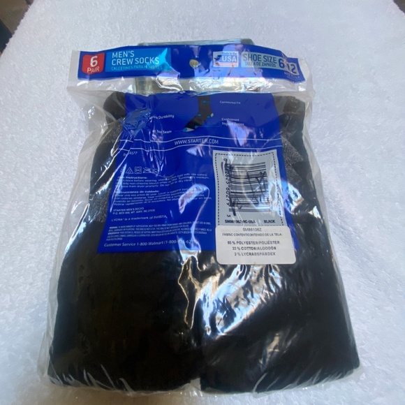 Starter Black Crew Socks (6) - Picture 2 of 3